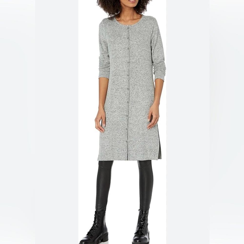 NWT The Lucky Brand “Cloud Soft” Button Up Heather Gray Dress Size Medium